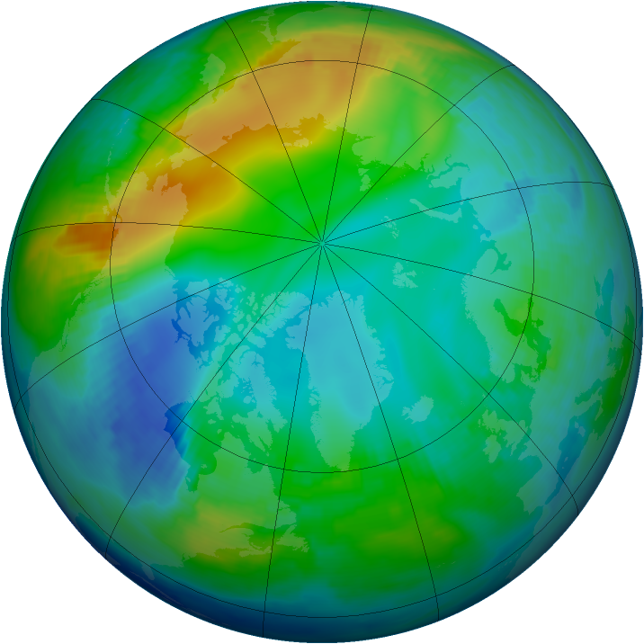 Arctic ozone map for 24 November 1997